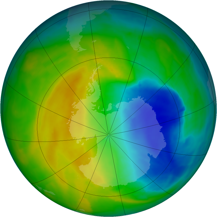 Antarctic ozone map for 03 November 2013